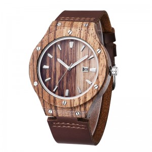 Men's Design Maple Wooden Watches With Soft Leather Band Japanese Movement Male Clock Watch